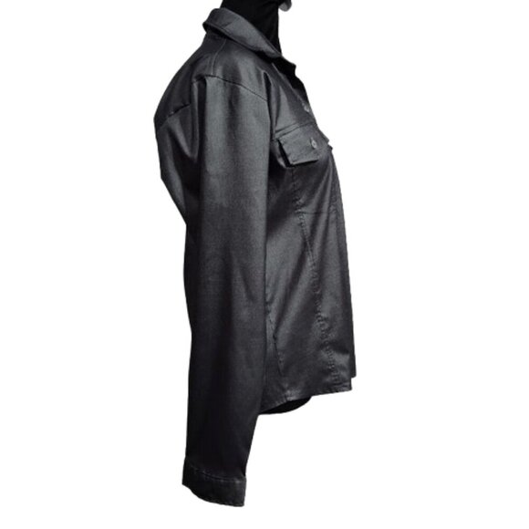 Numero Uno Shimmer Grey Buttoned Down Long Sleeve Blouse Women's Large - Picture 2 of 9